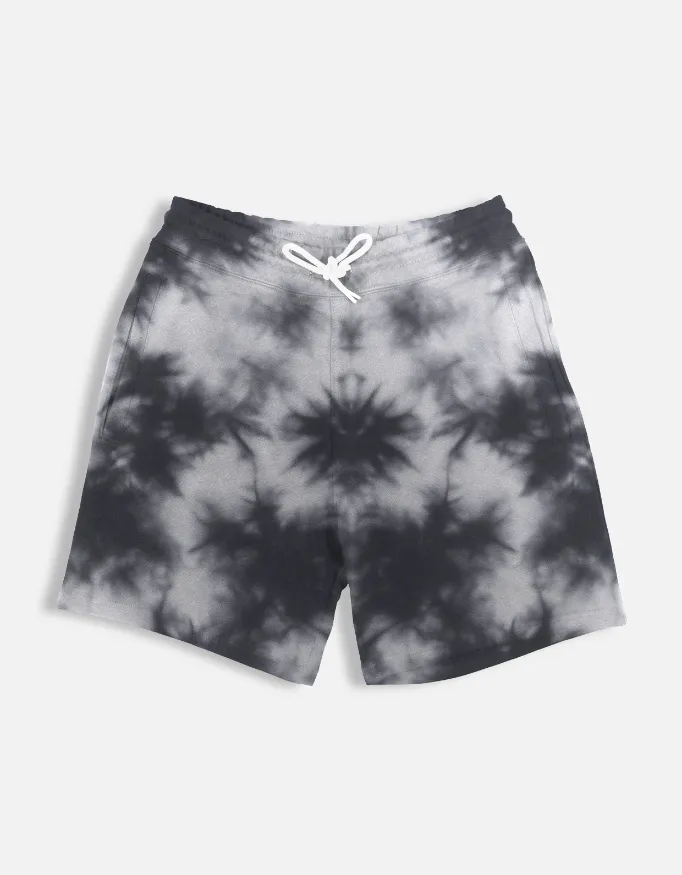 WHITE BLACK UNISEX TIE DYE SHORTS (S)