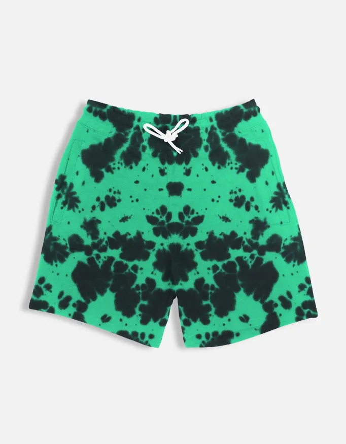 GREEN BLACK UNISEX TIE DYE SHORTS (S)