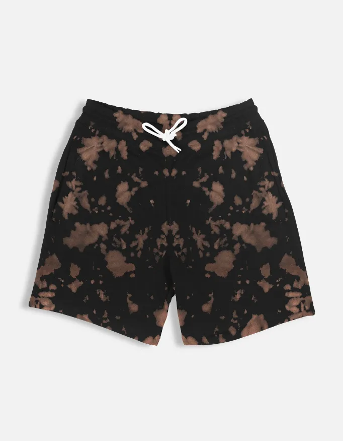 BROWN BLACK UNISEX TIE DYE SHORTS (S)