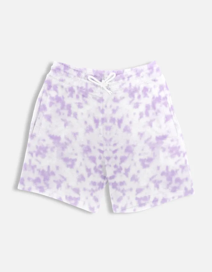 WHITE LAVENDER UNISEX TIE DYE SHORTS (S)