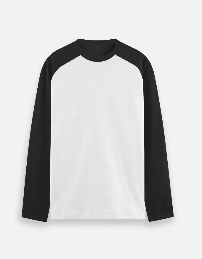 BLACK WHITE UNISEX RAGLAN T-SHIRTS (S)