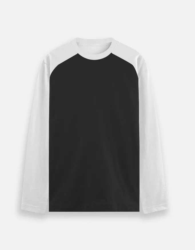 WHITE BLACK UNISEX RAGLAN T-SHIRTS (S)